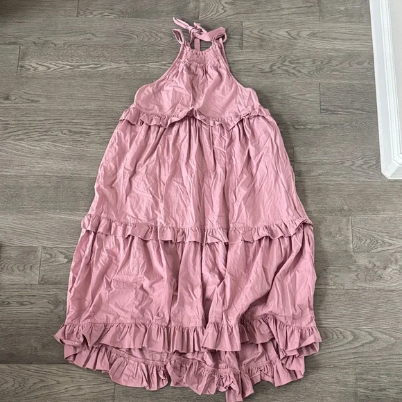 🌼FREE PEOPLE🌼 Anita Dusty Pink Ruffled Maxi Dress, Size S - Picture 2 of 11